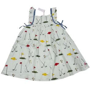 Pink Chicken Girls' Golf Print Dress in White, Red, Yellow, Green, Blue